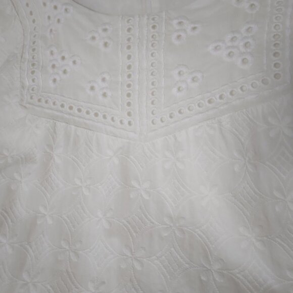 Talbots | Embroidered Eyelet Sheath Sleeveless Ivory White Dress | Size 18 - Picture 11 of 13